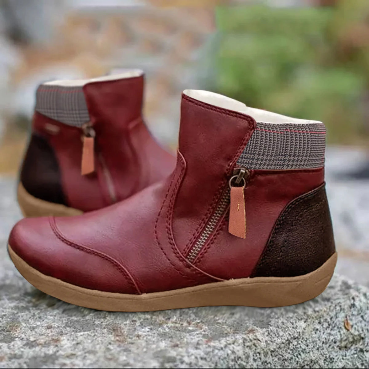waterproof boots women ankle – Red