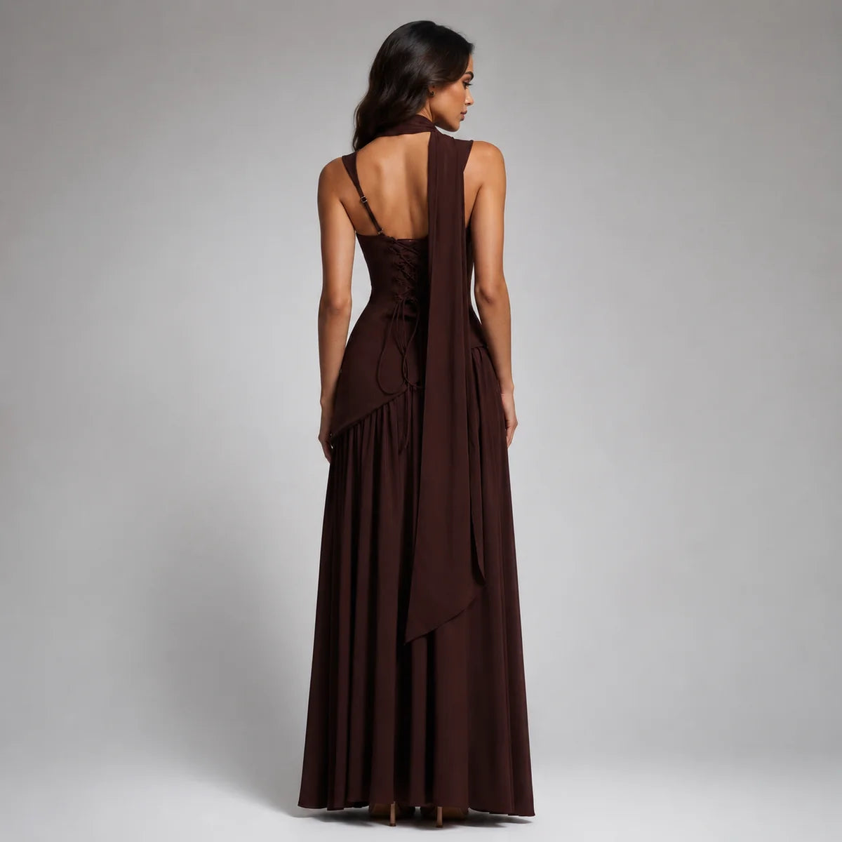 Wedding Guest Draped Maxi Dress with Side Slit