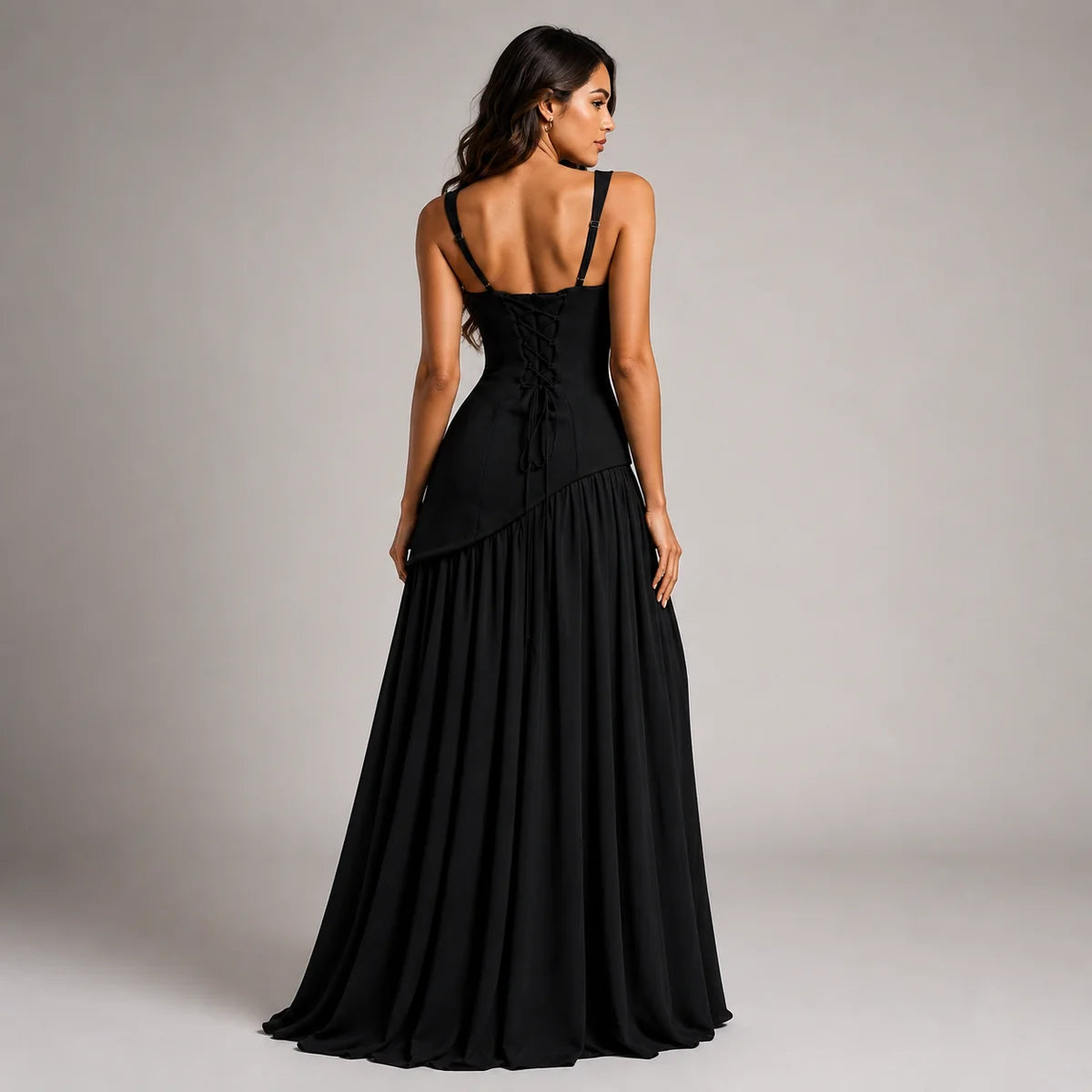 Wedding Guest Draped Maxi Dress with Side Slit