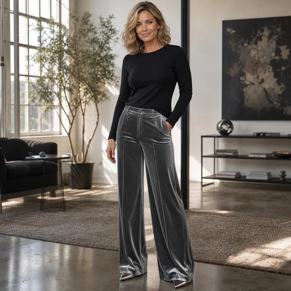 Wide Leg Pants – Grey Velvet High-Waisted