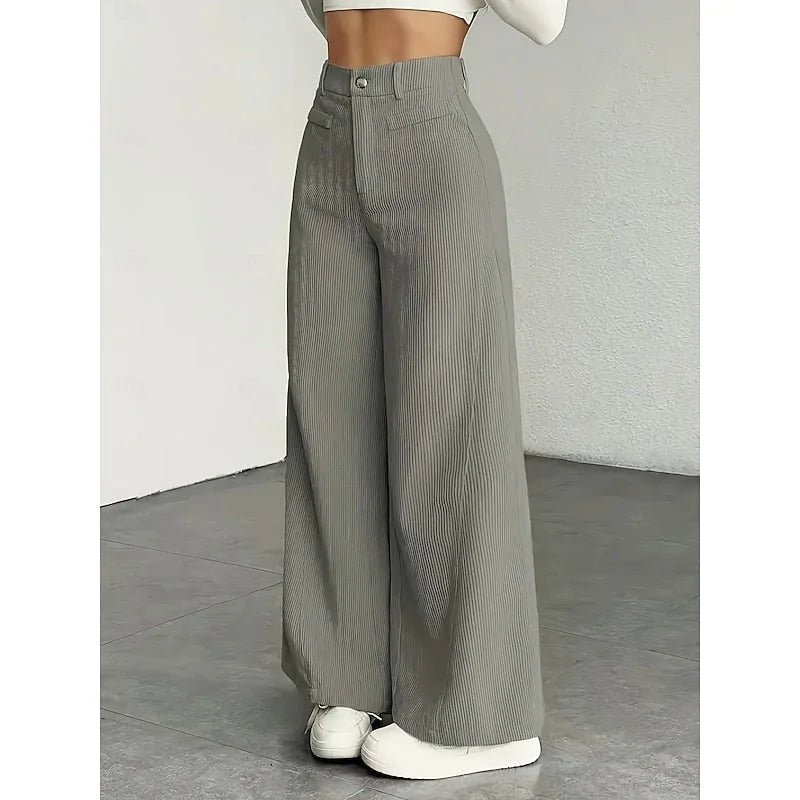 Wide-Leg Suit Pants – Black High-Waisted Tailored Trousers
