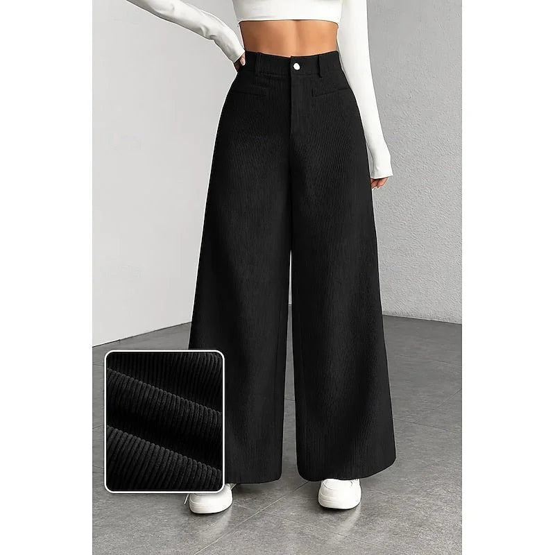 Wide-Leg Suit Pants – Black High-Waisted Tailored Trousers