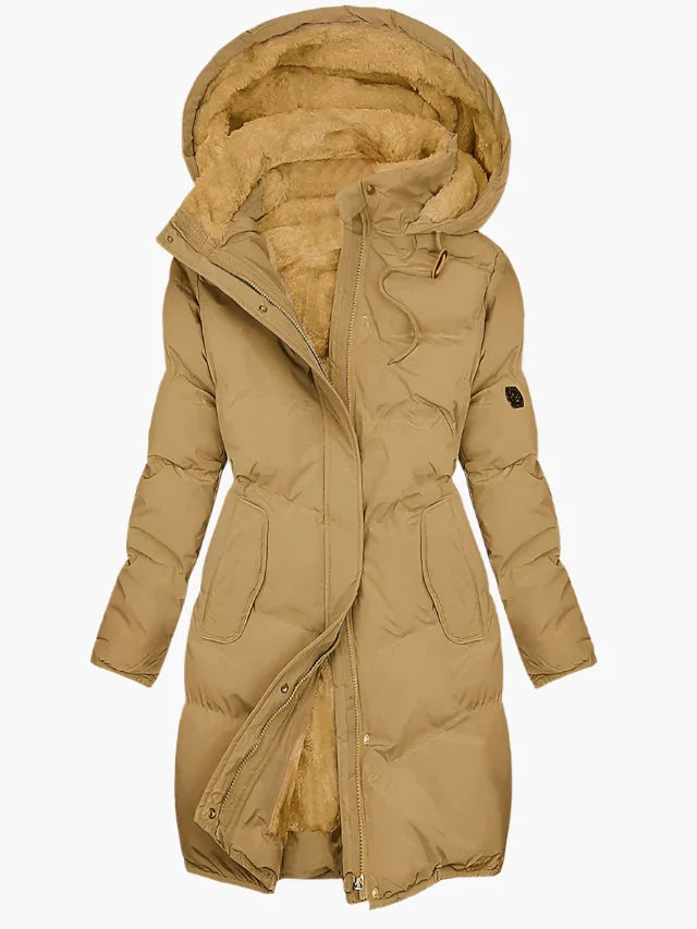 Women's Puffer Jacket – Black Quilted Hooded Longline Winter Coat