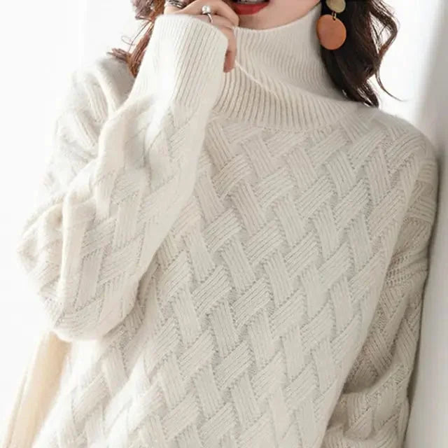 Woven Knit Turtleneck Sweater