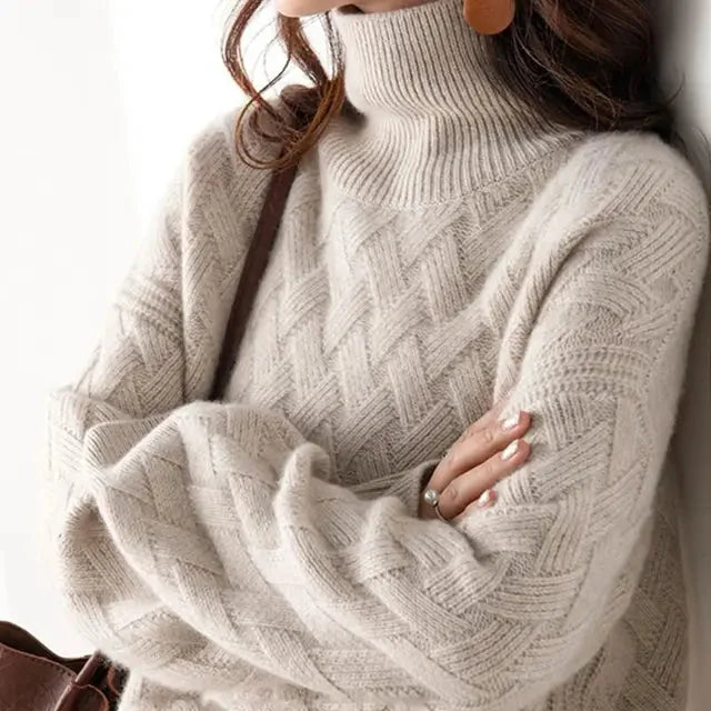 Woven Knit Turtleneck Sweater