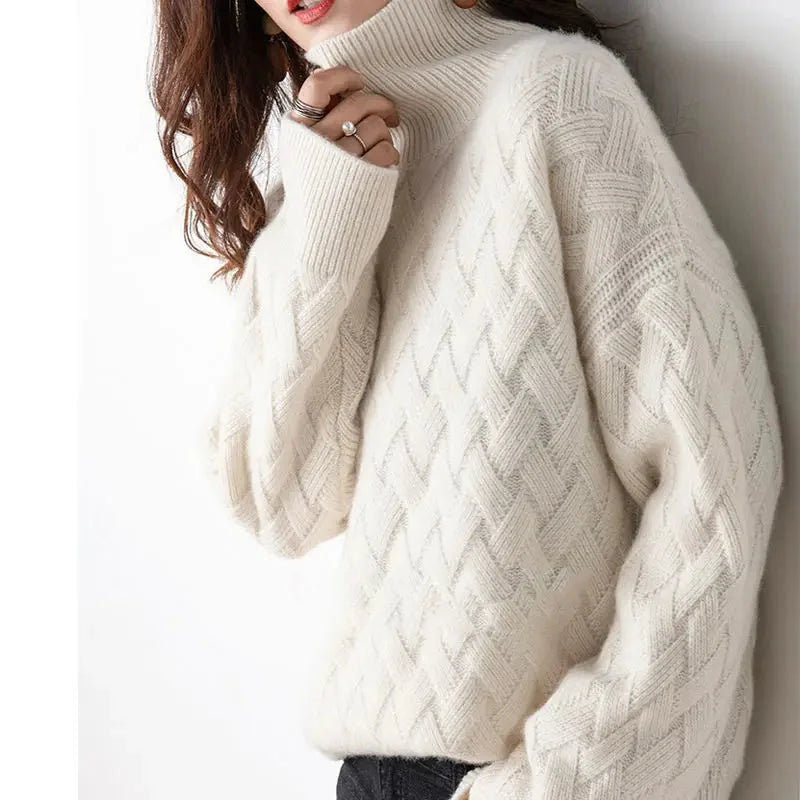 Woven Knit Turtleneck Sweater