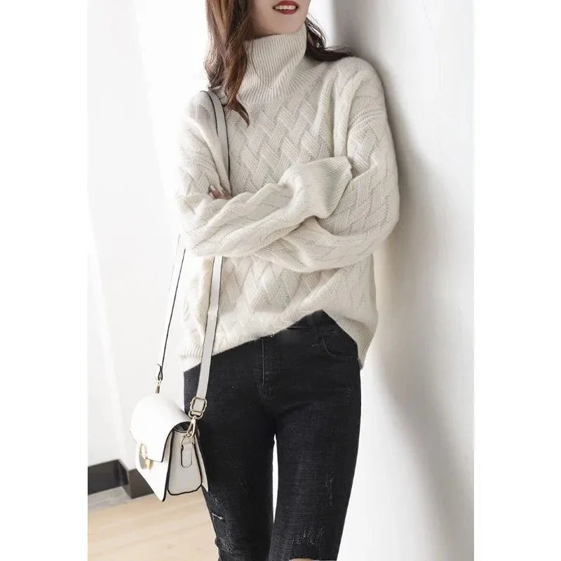 Woven Knit Turtleneck Sweater