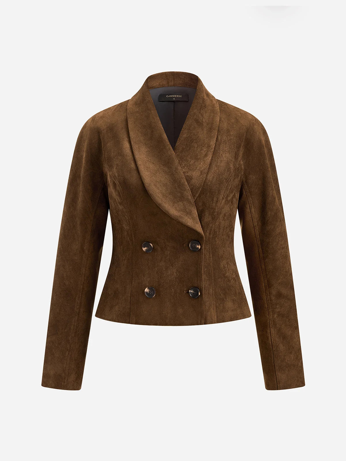 Yvette Faux Suede Blazer Double Breasted Long Sleeve