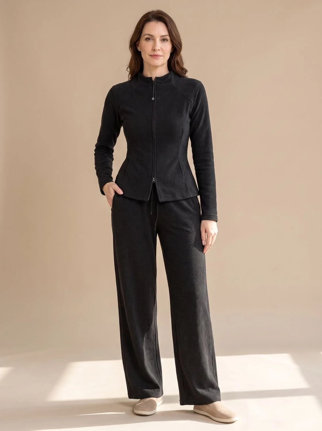 knit pants set women – Black