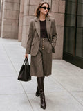Audrey Herringbone Blazer Wool Blend Single Button