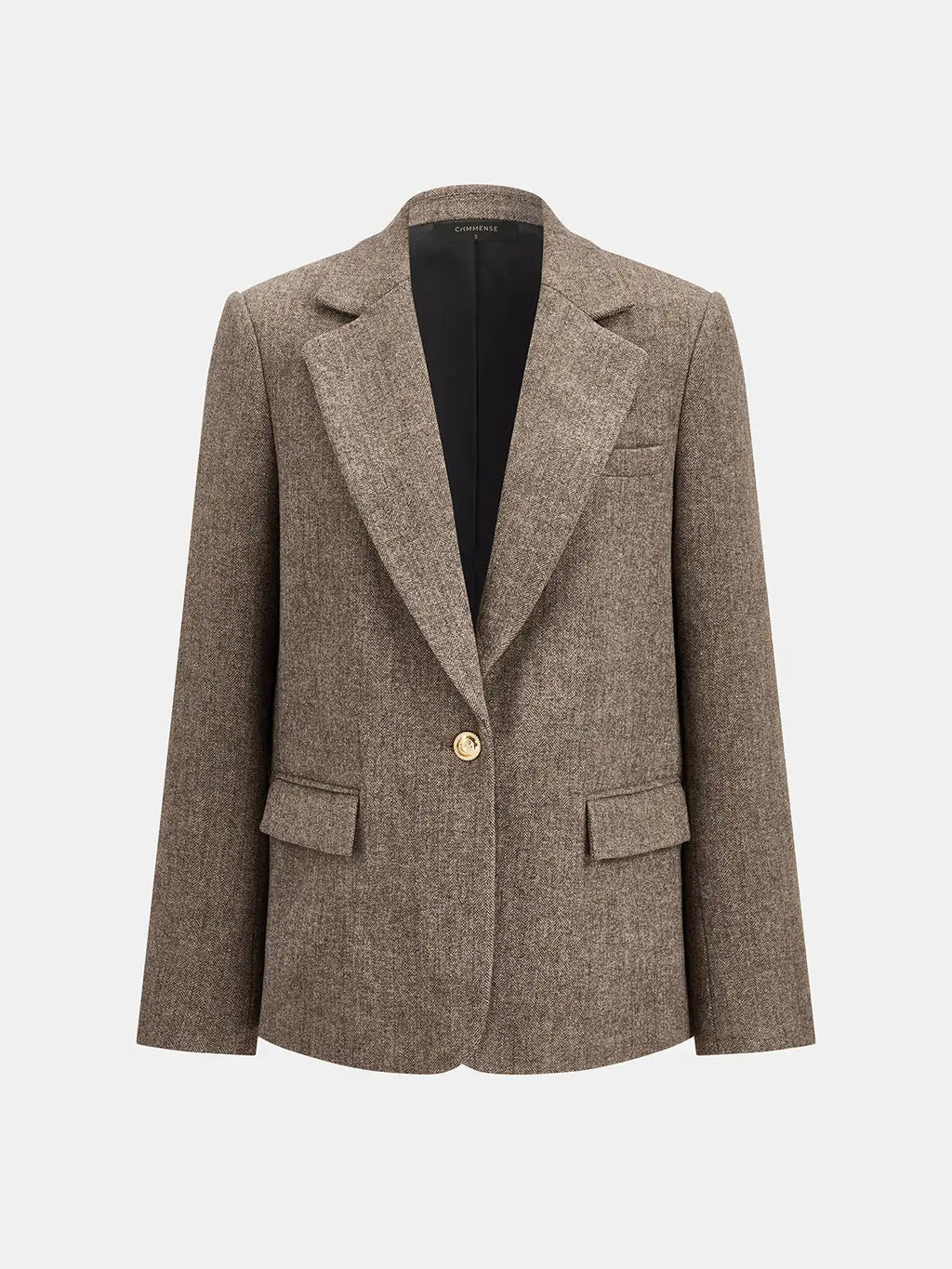 Audrey Herringbone Blazer Wool Blend Single Button