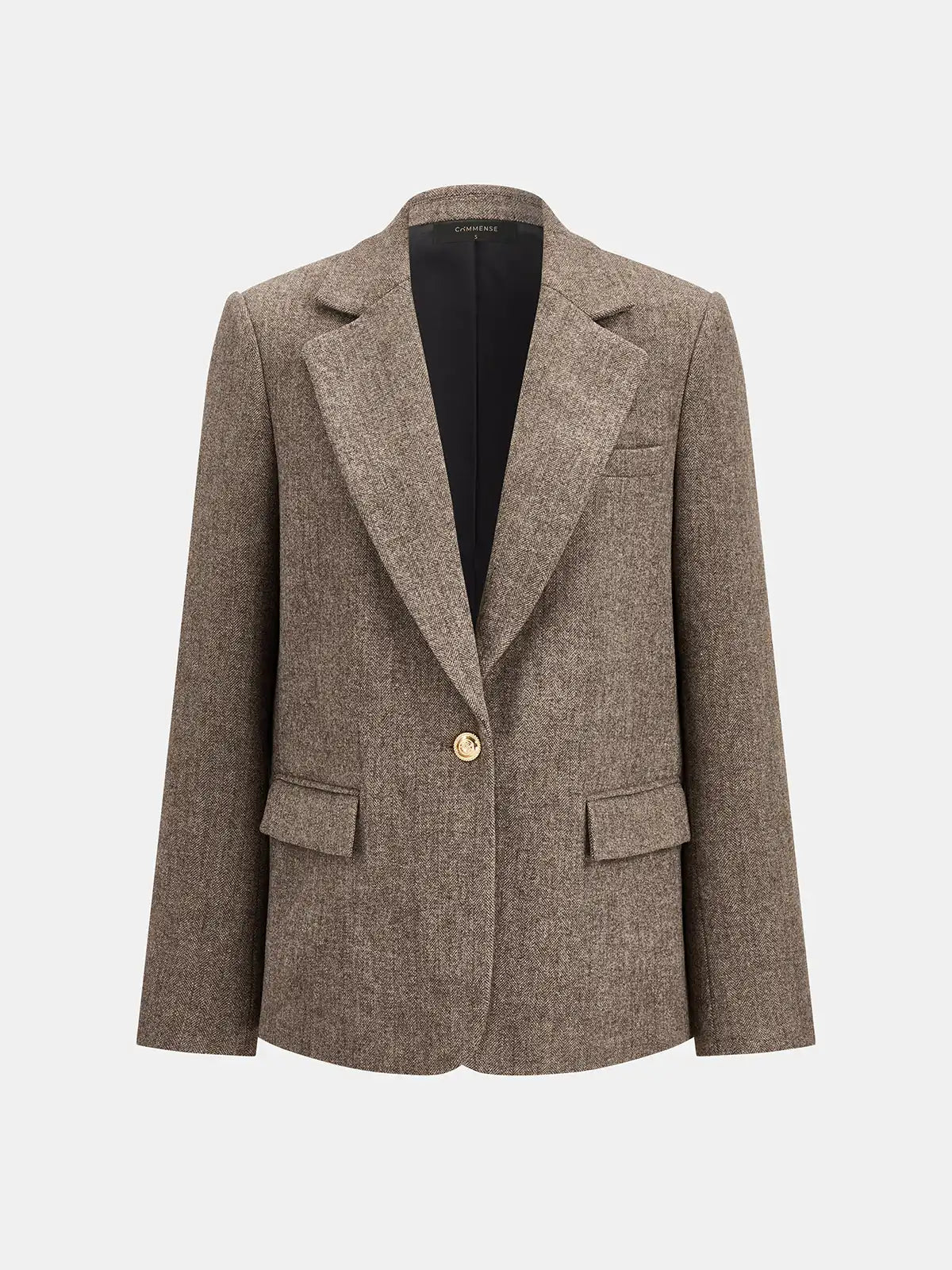 Audrey Herringbone Blazer Wool Blend Single Button