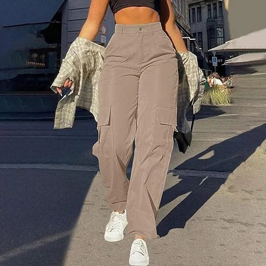 Beige Cargo Pants – High Waisted Wide Leg Trousers
