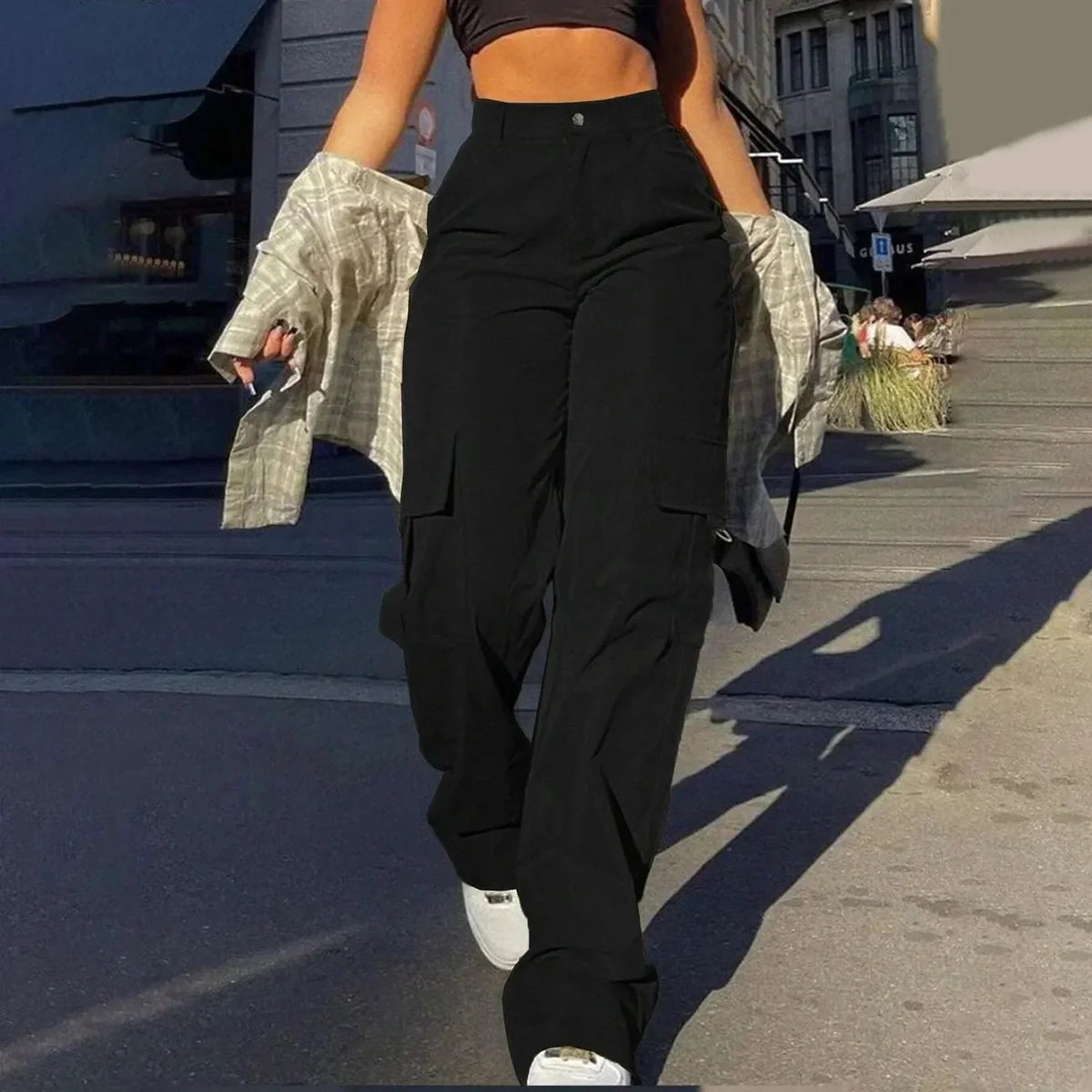 Beige Cargo Pants – High Waisted Wide Leg Trousers
