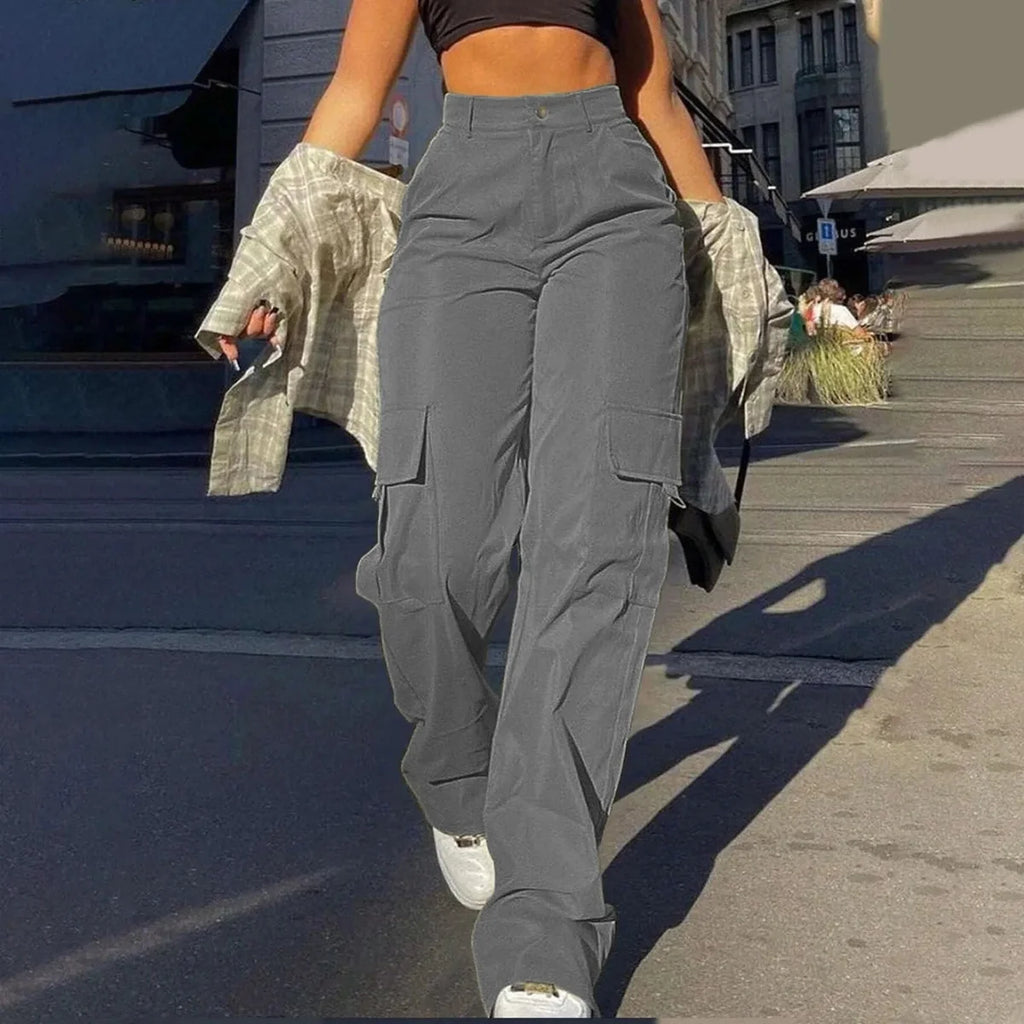 Beige Cargo Pants – High Waisted Wide Leg Trousers