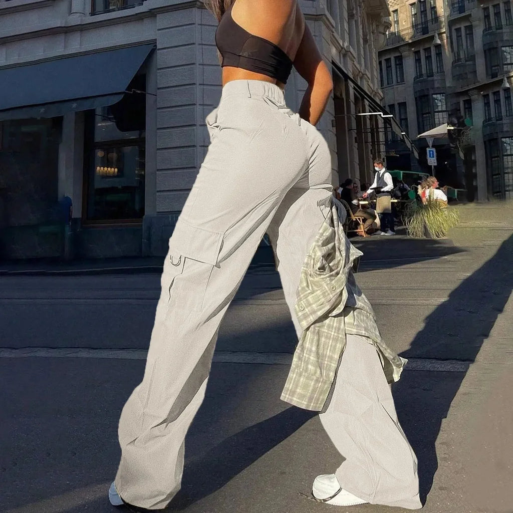 Beige Cargo Pants – High Waisted Wide Leg Trousers