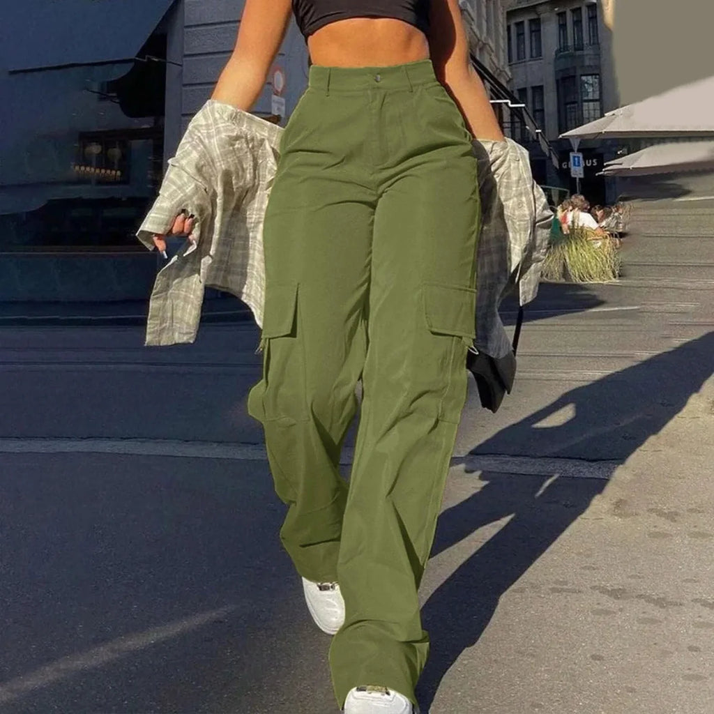 Beige Cargo Pants – High Waisted Wide Leg Trousers