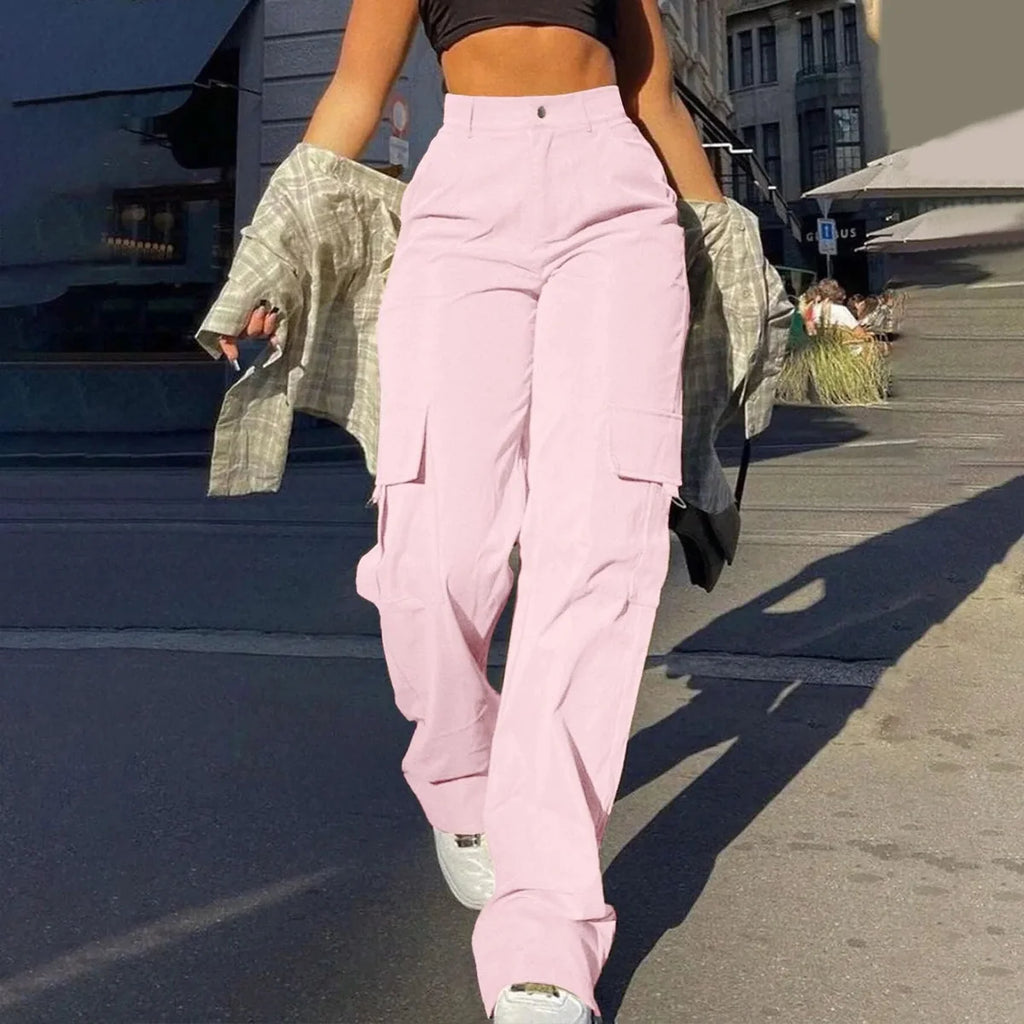 Beige Cargo Pants – High Waisted Wide Leg Trousers