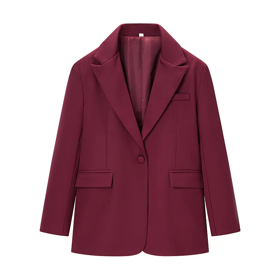 Blazer Women One Button Lapel Collar