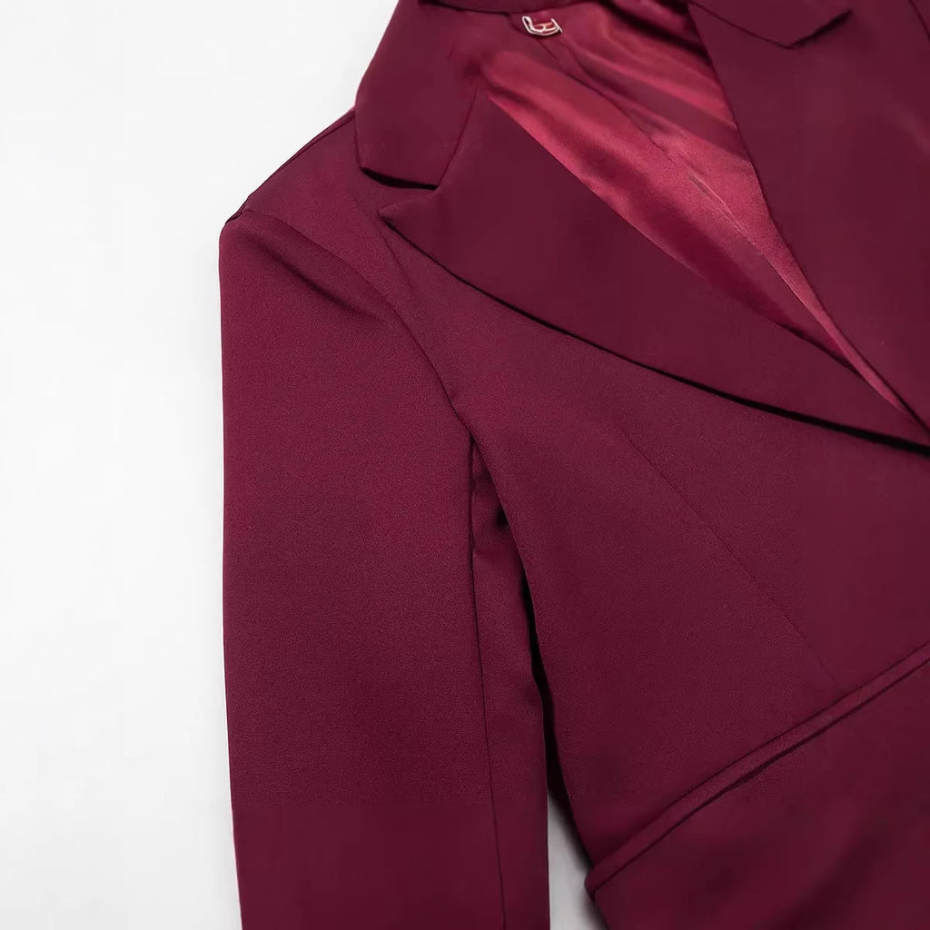 Blazer Women One Button Lapel Collar