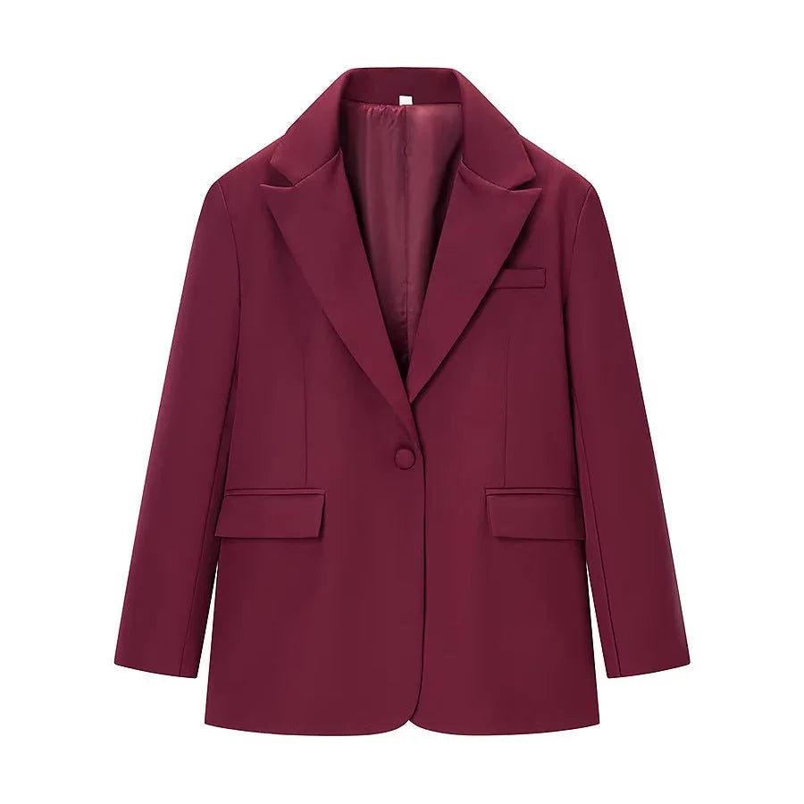 Blazer Women One Button Lapel Collar