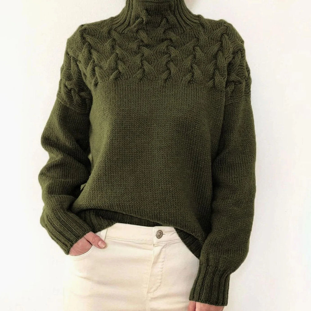 cable knit sweater – Dark Green