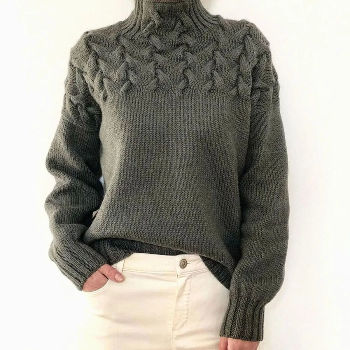 cable knit sweater – Gray