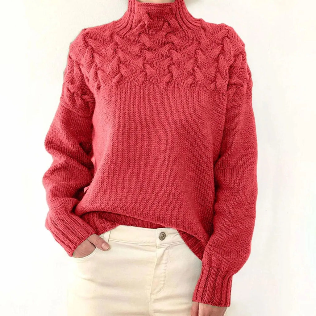 cable knit sweater – Light Red