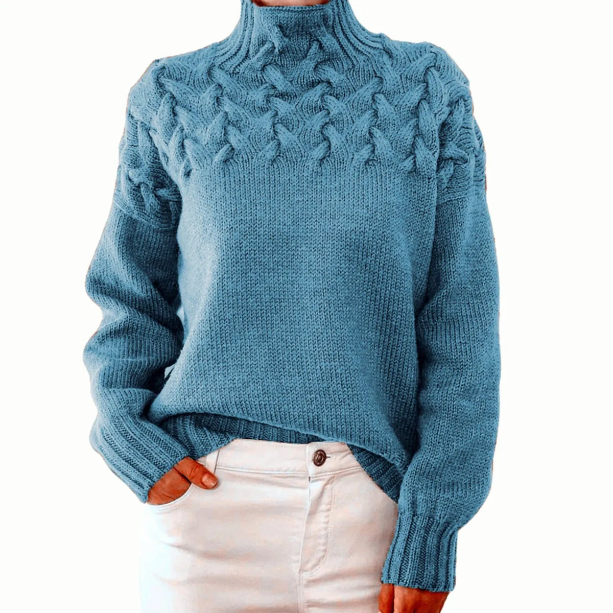 cable knit sweater – Sky Blue