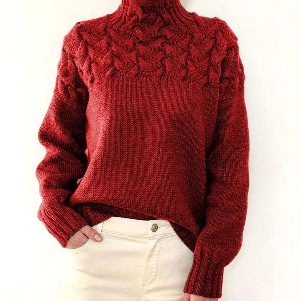 cable knit sweater – Red