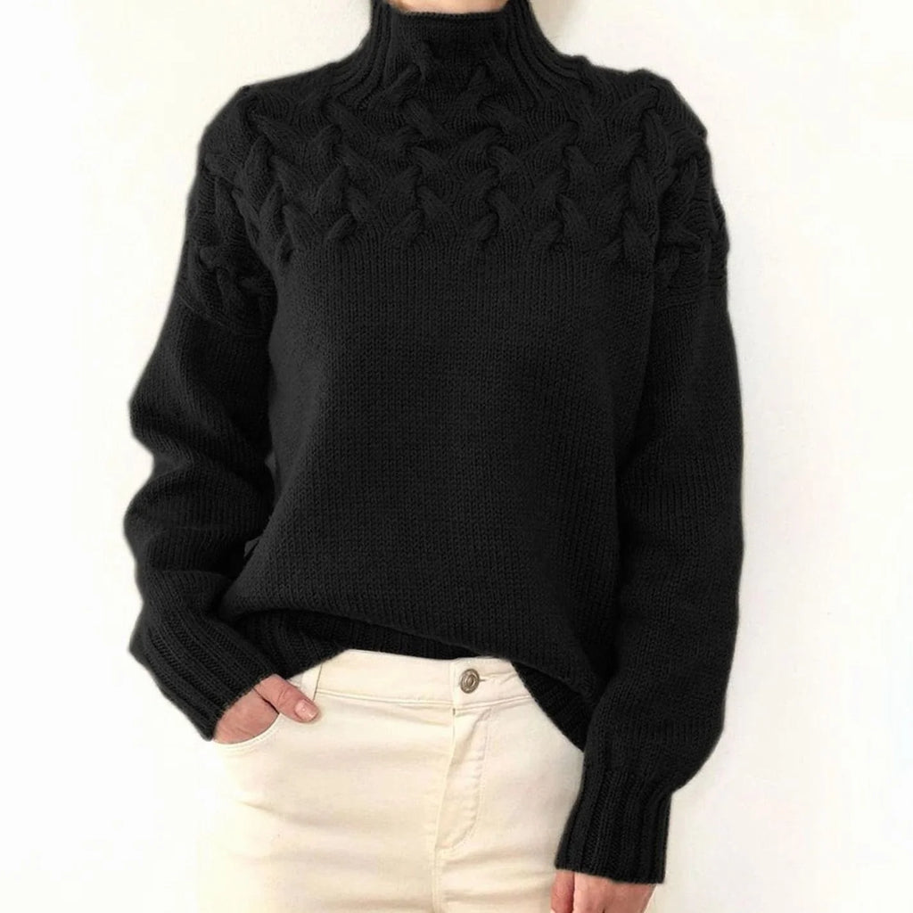cable knit sweater – Black