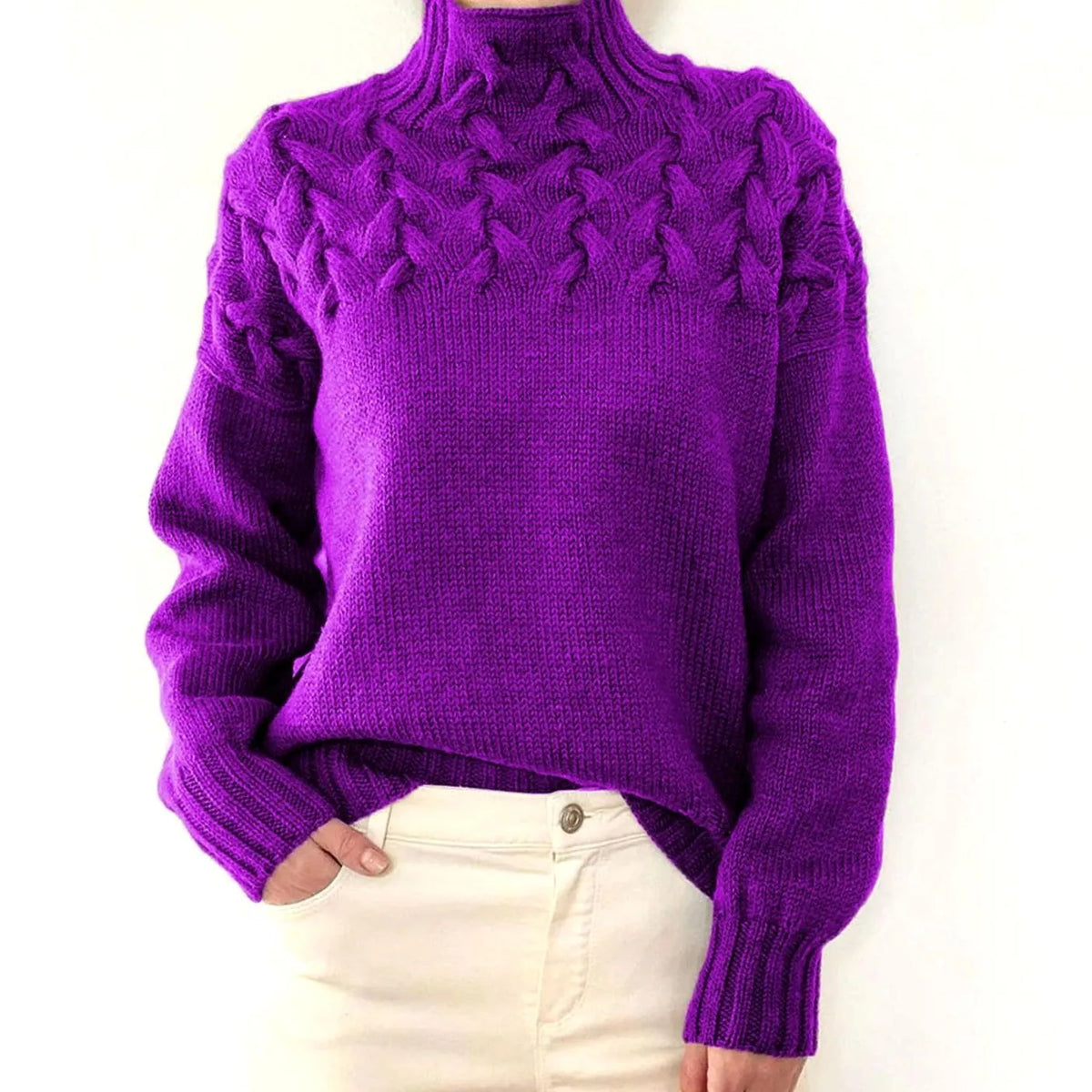 cable knit sweater – Purple