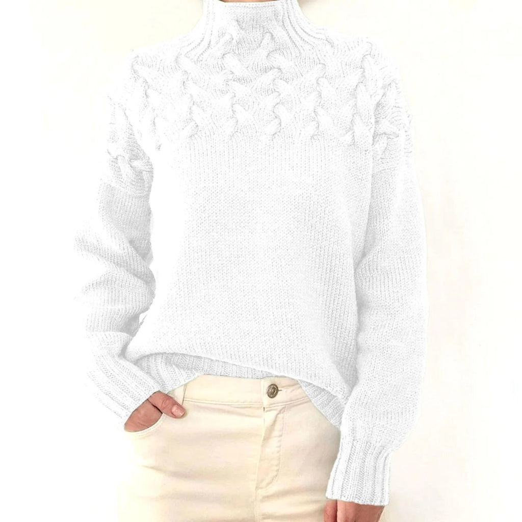 cable knit sweater – White
