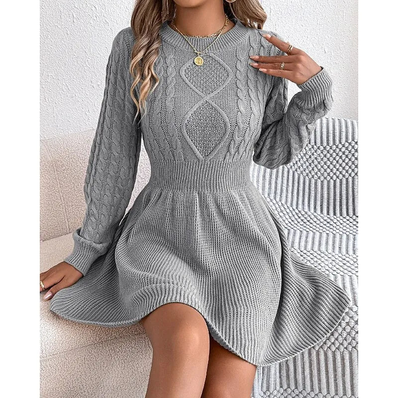 christmas dress sweater dress cable knit – Gray