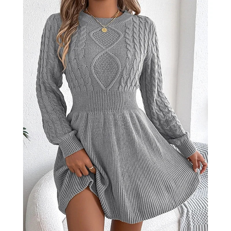 christmas dress sweater dress cable knit – Gray