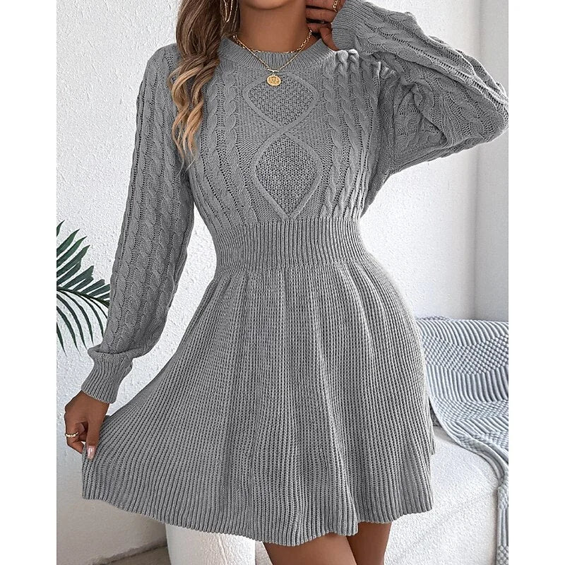 christmas dress sweater dress cable knit – Gray