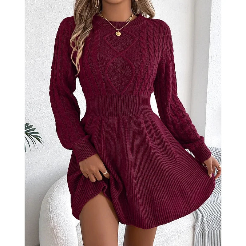 christmas dress sweater dress cable knit – Gray