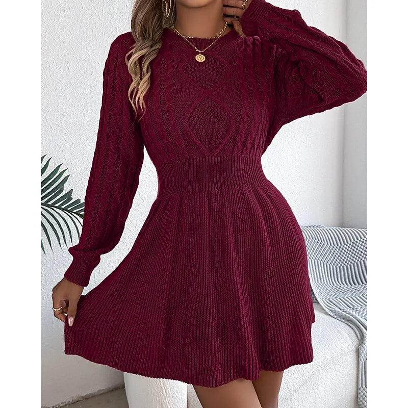 christmas dress sweater dress cable knit – Gray