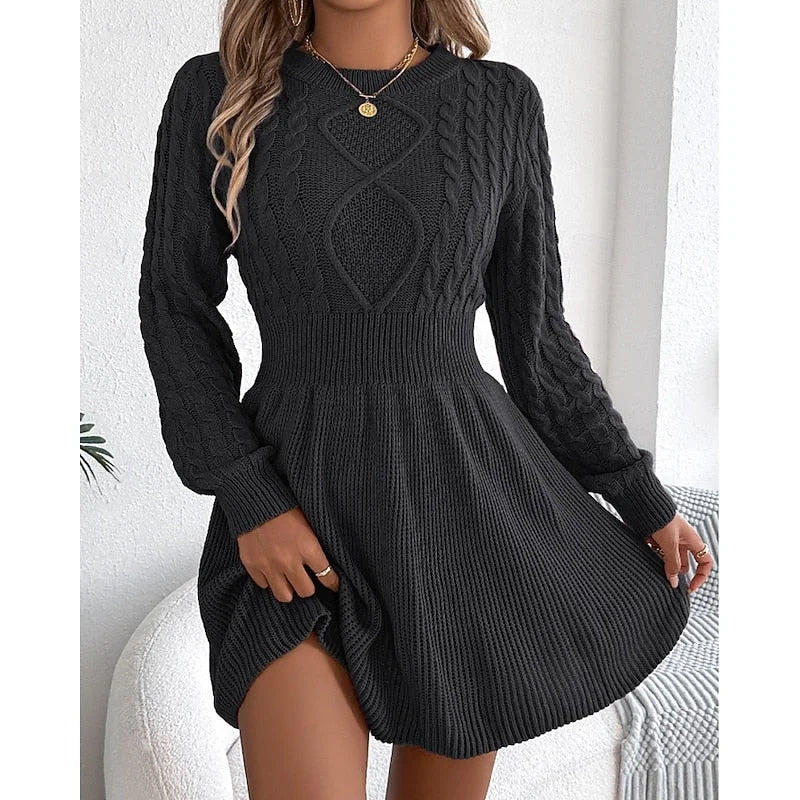 christmas dress sweater dress cable knit – Gray