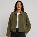 Faux Suede Bomber Jacket with Collar