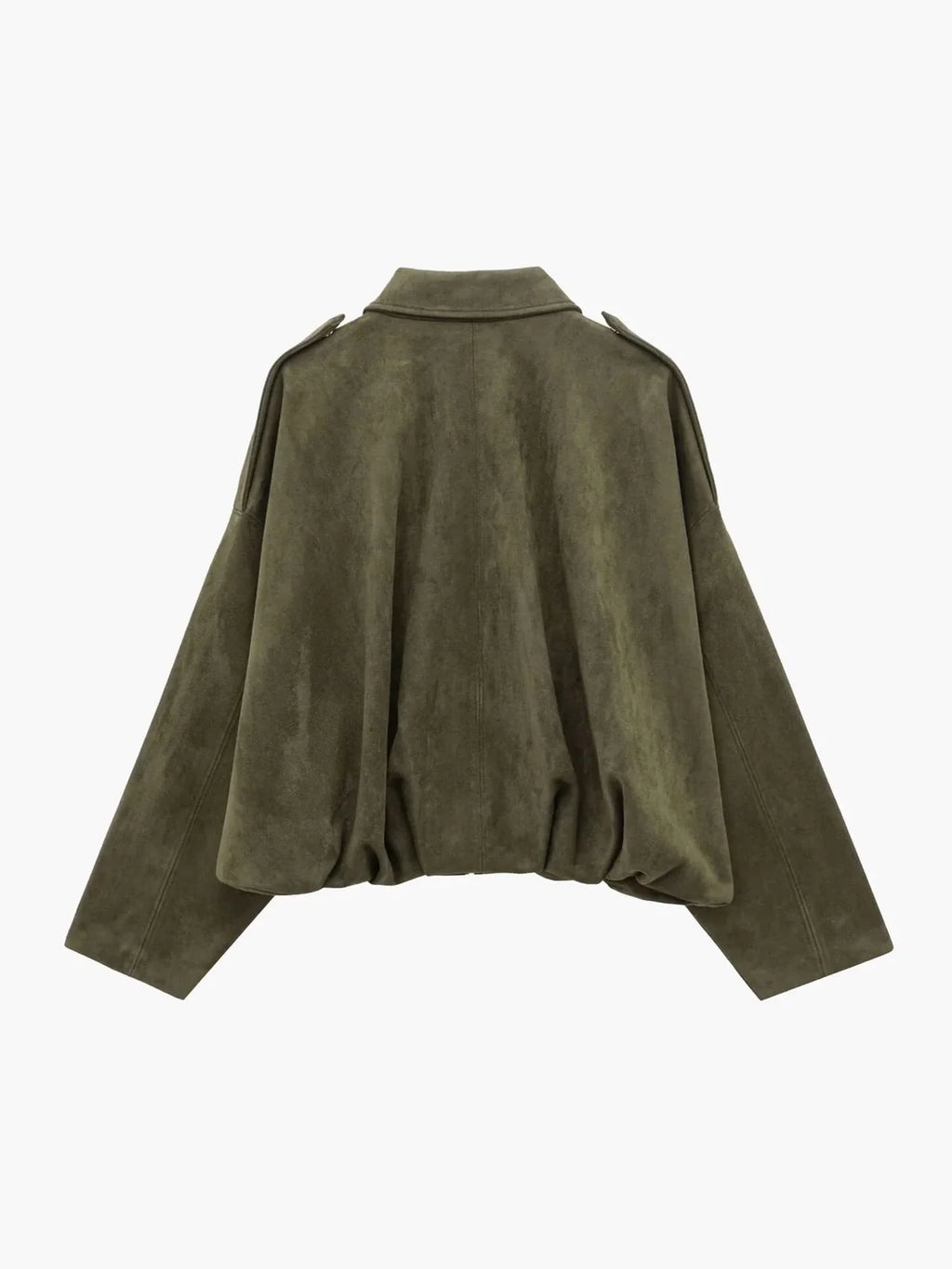 Faux Suede Bomber Jacket with Collar