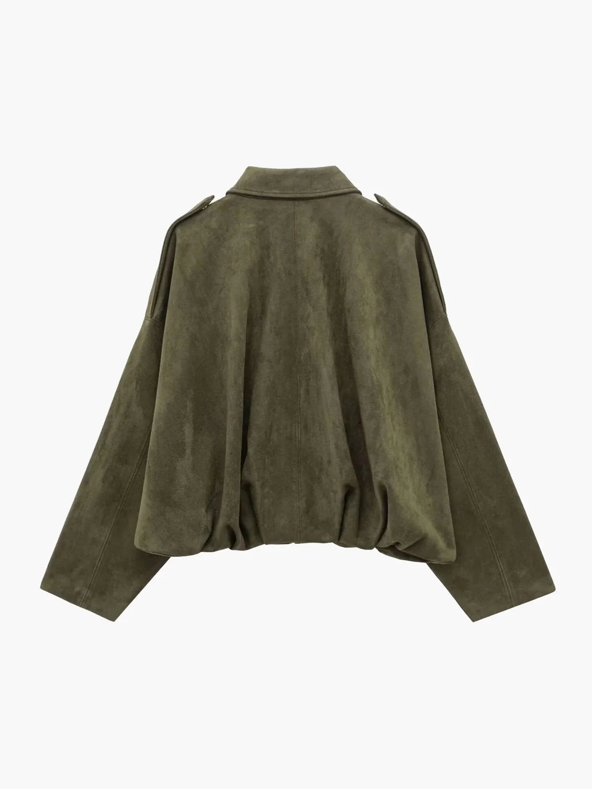 Faux Suede Bomber Jacket with Collar