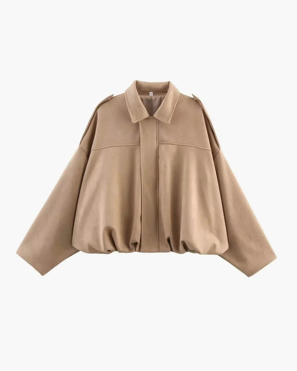 Faux Suede Bomber Jacket with Collar