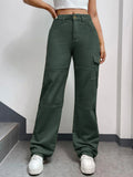 Green Cargo Pants – High Waisted Wide Leg Palazzo