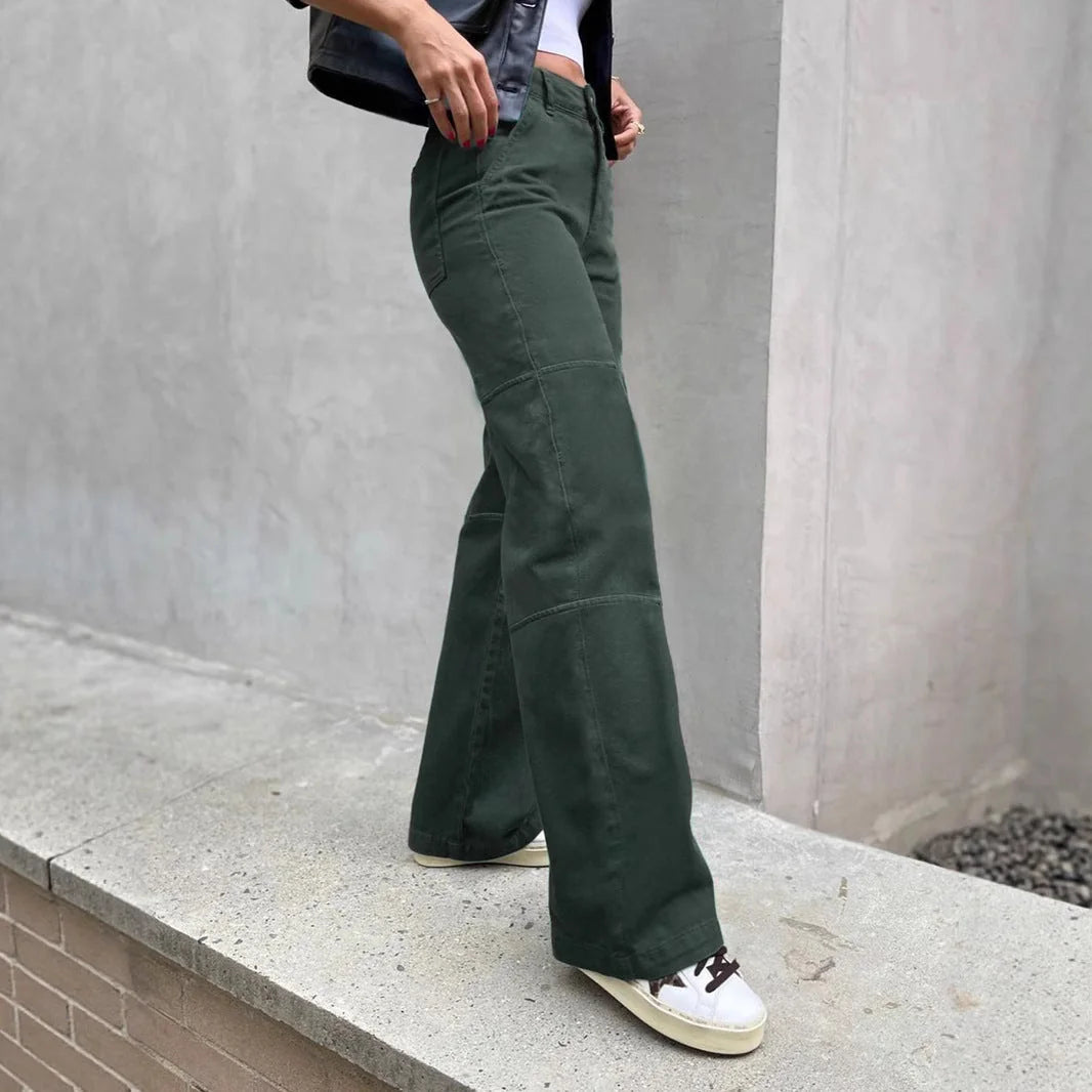 Green Cargo Pants – High Waisted Wide Leg Palazzo