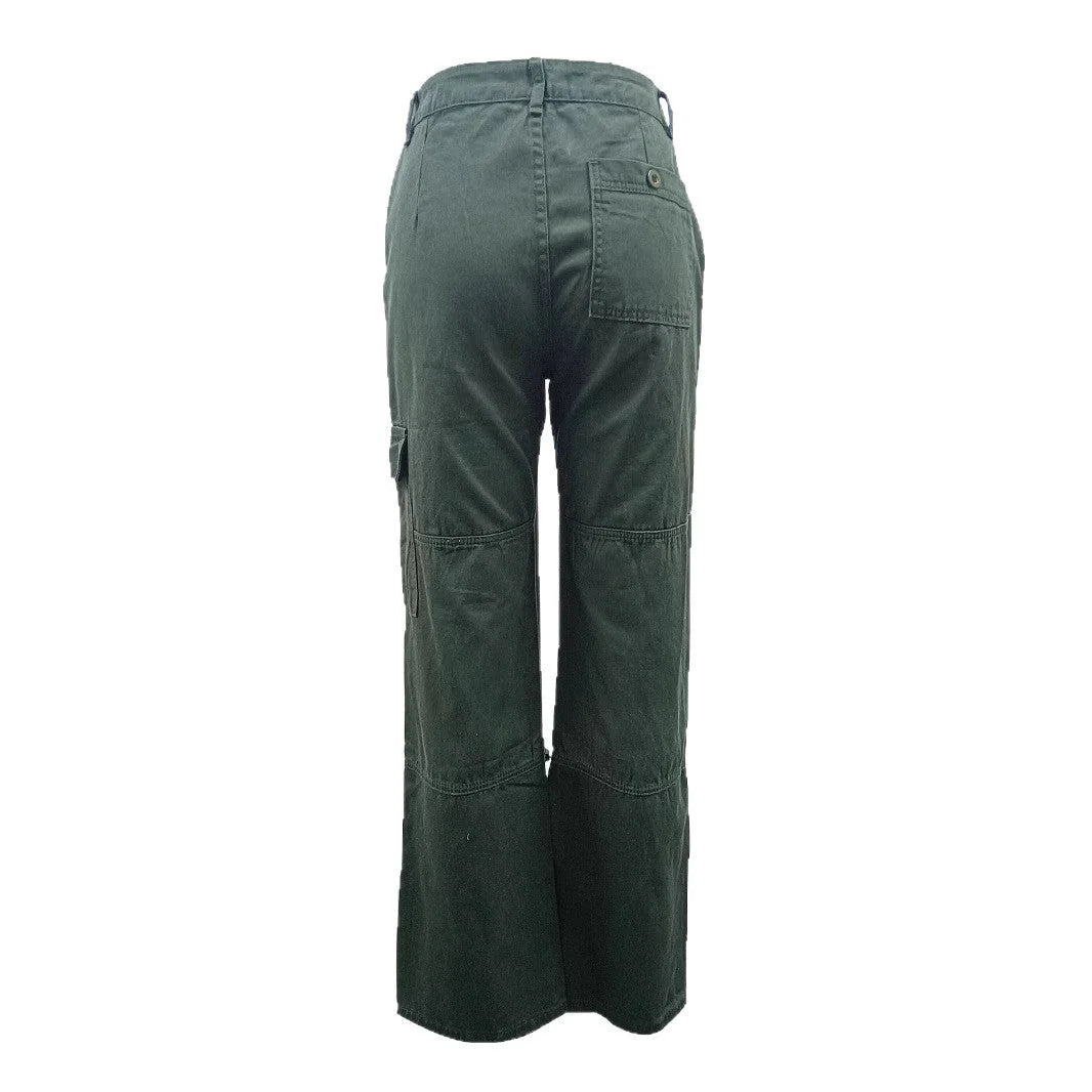 Green Cargo Pants – High Waisted Wide Leg Palazzo