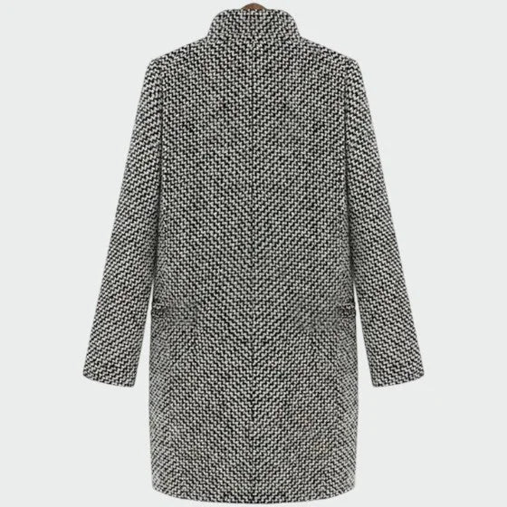 Houndstooth Coat Longline Notch Lapel