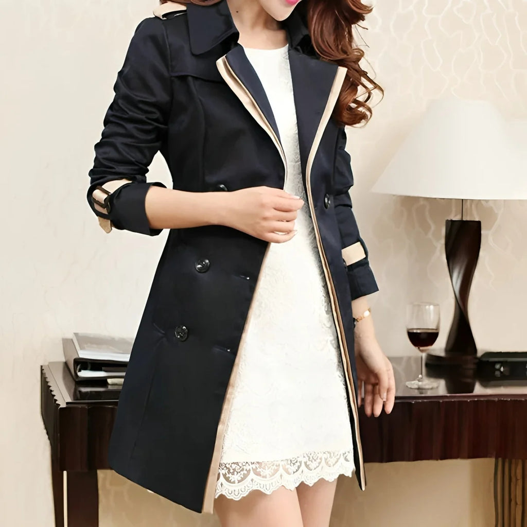 Khaki Trench Coat – Long Elegant Double Breasted