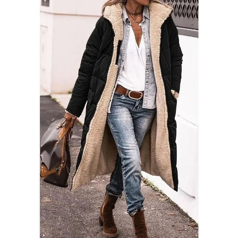 Longline Puffer Jacket with Sherpa Lining