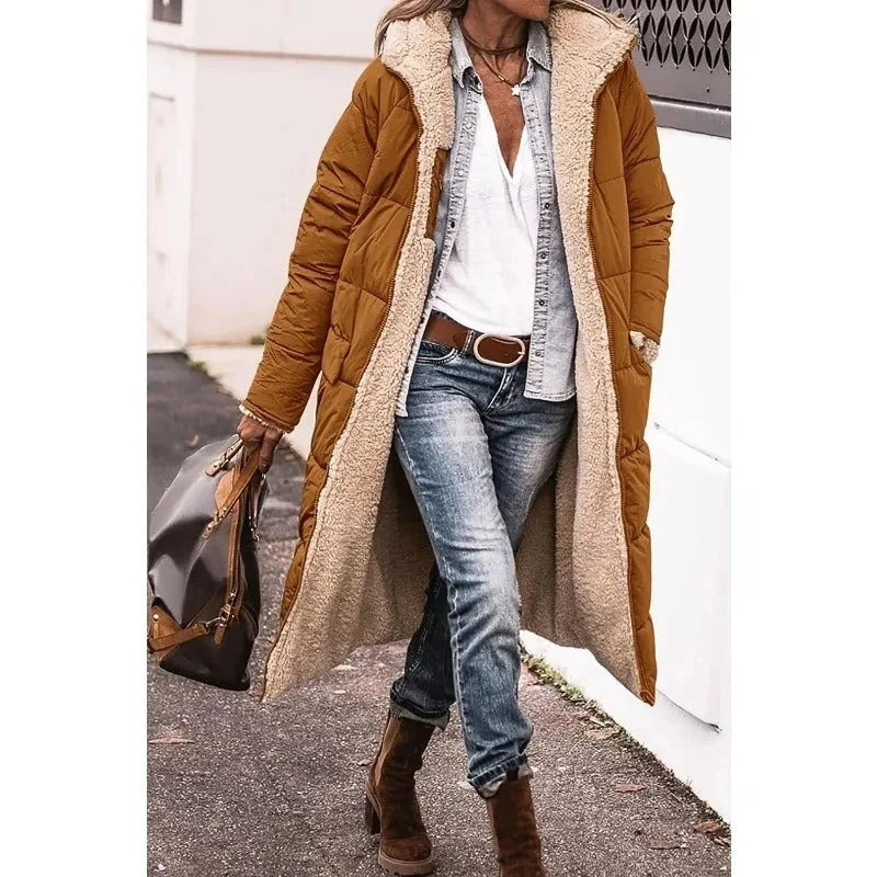 Longline Puffer Jacket with Sherpa Lining
